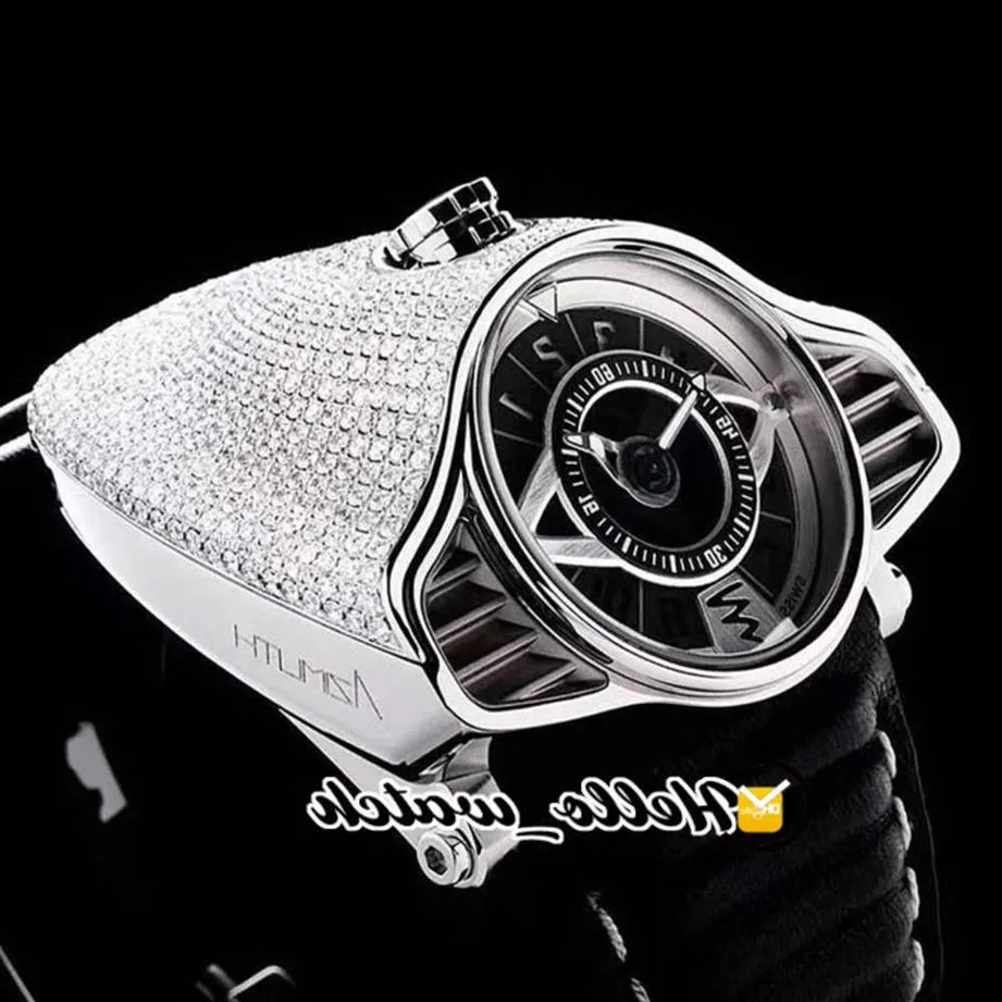 Nuovo AZIMUT Gran Turismo 4 varianti SP.SS.GT.N001 Orologio da uomo automatico Miyota con diamanti pieni quadrante argento nero Orologi in pelle Hello_Watch 285A