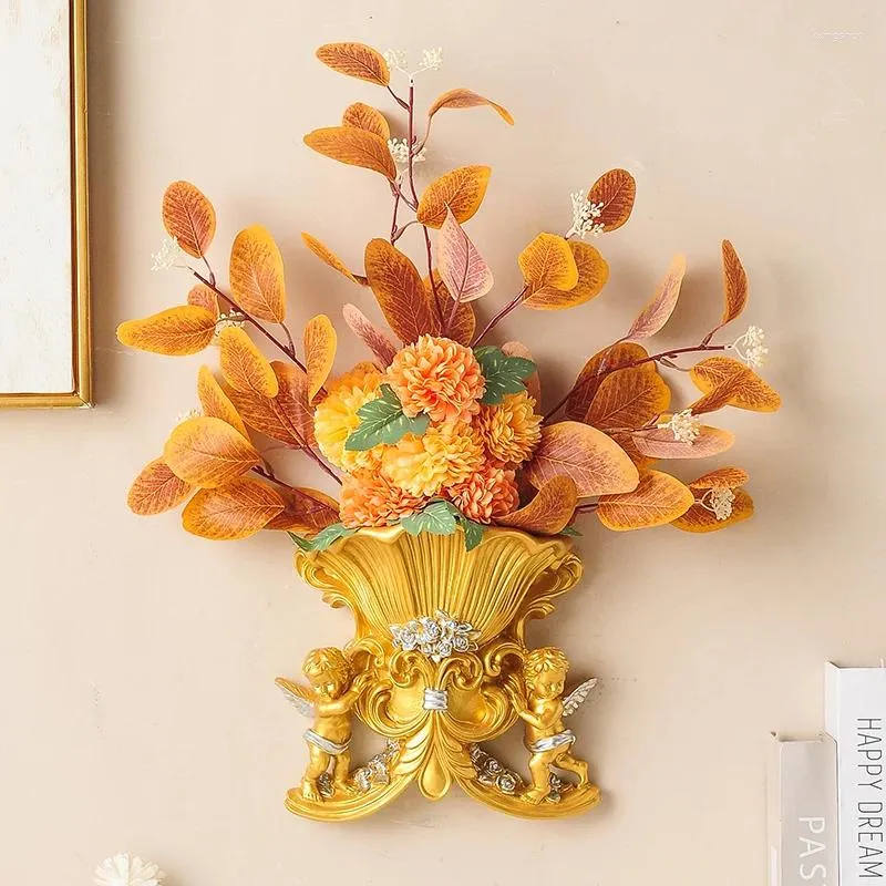 Figurines décoratives salon mur Vase décoration Style européen décorations florales maison créative résine Pot de fleur ornements Pandant
