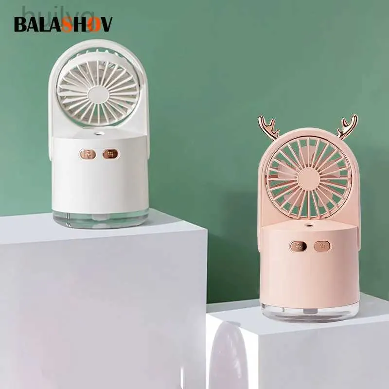 Electric Fans Water Spray Mist Fan USB RECHARGEABLE PORTABLE Handhållen Mini Cooling Air Conditioner Luftfuktare för kontor sovrum 240316