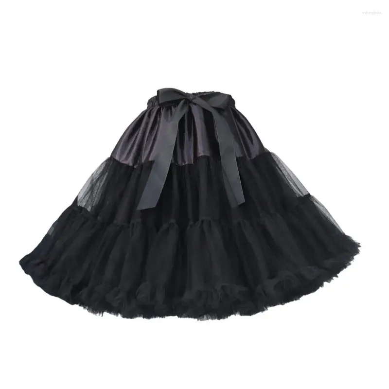 Jupes Jupe en tulle avec agitation Doublure douce élégante pour femmes Taille élastique À lacets Bowknot pour la performance