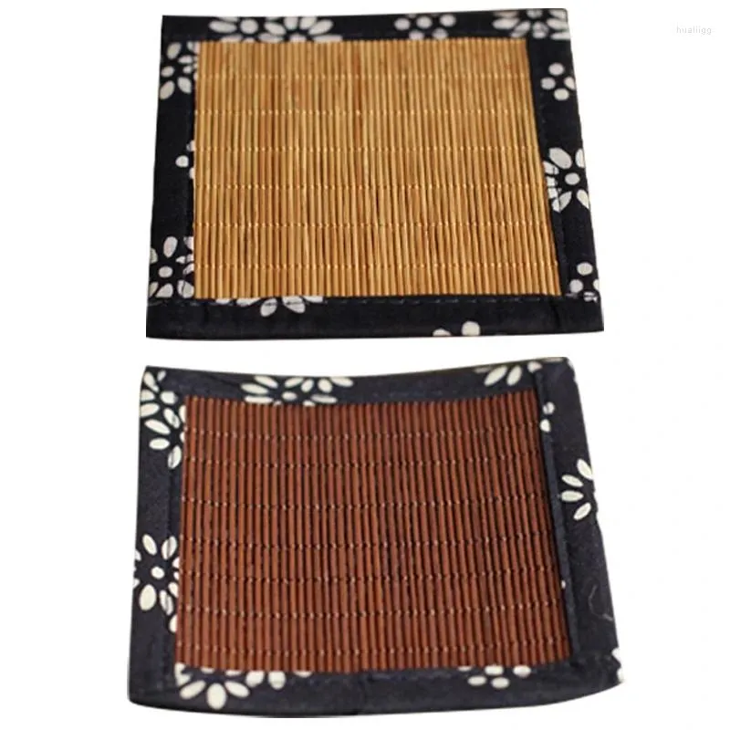 Tapetes de mesa Tapete de bambu Caneca Pads Rattan Cup Pad Sushi Coasters para bebidas Bebidas