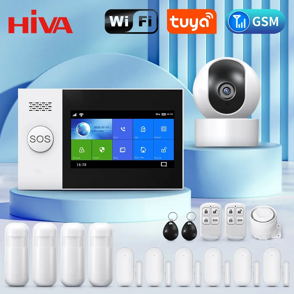 Springs Pg107 Tuya Wireless Wifi Gsm Home Burglar Alarm System Ip Camera Pir Motion Sensor Door Sensor Security Alarm Kit App Control