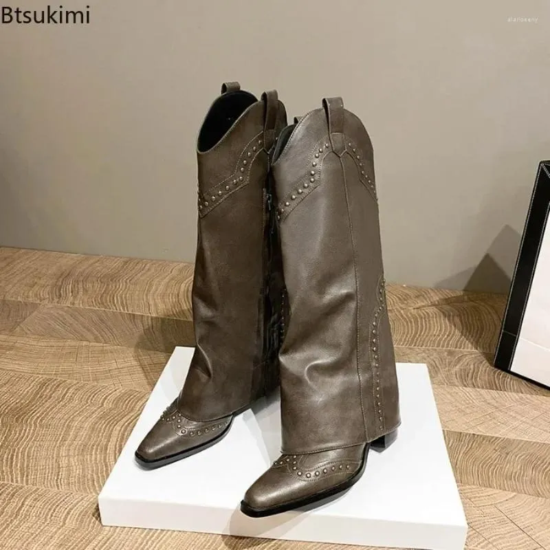 Buty 2024 Kobiet Retro Slip na Cowgirl Spiczasty palec u stóp.