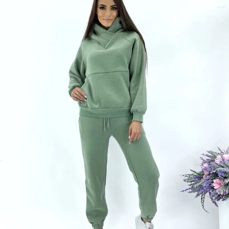 Femmes deux pièces pantalons survêtement à capuche pantalons costumes décontracté Sport costume hiver ensemble 2 pièces pour femmes vêtements ensembles sweats