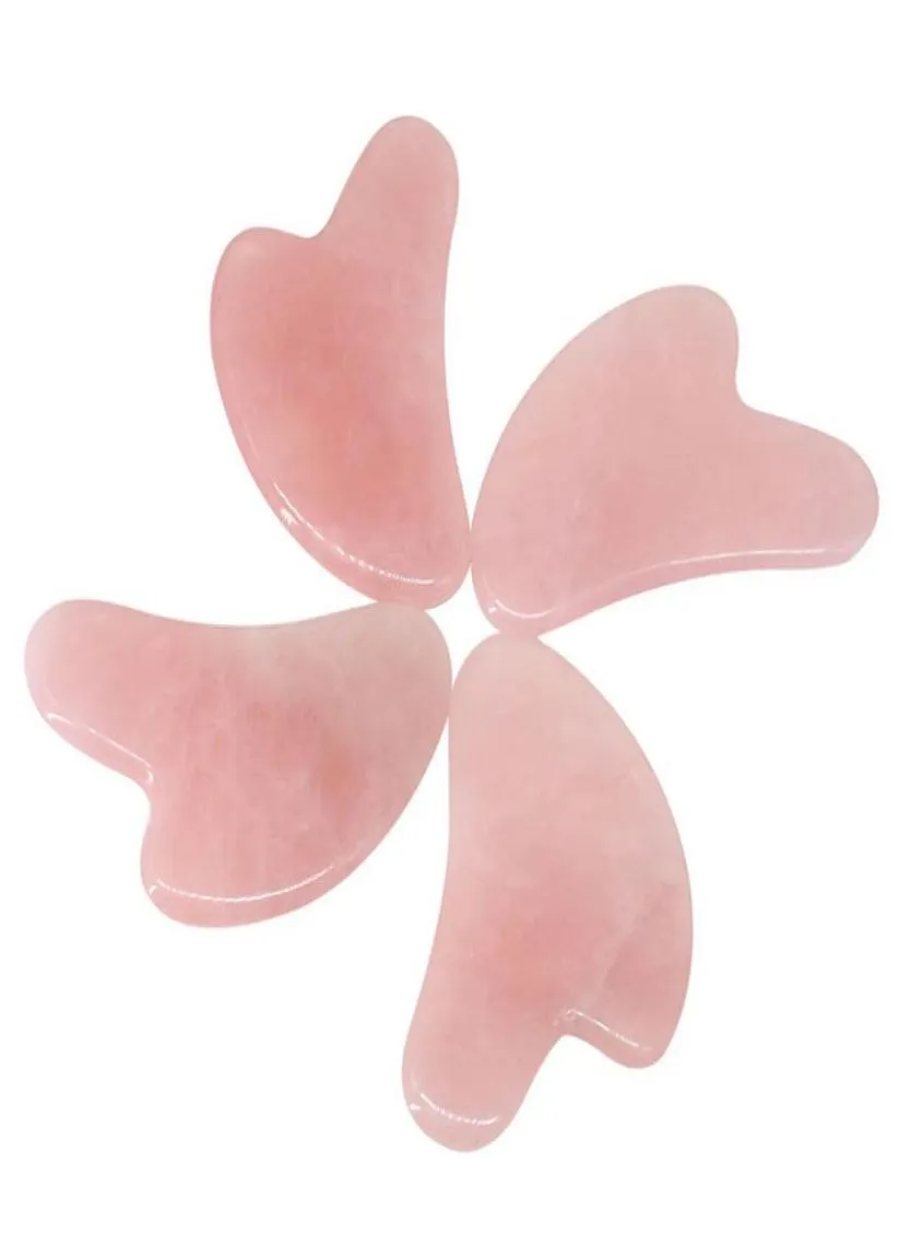 Quarzo rosa naturale Gua Sha Board Pietra di giada rosa Corpo Piastra raschiante per occhi viso Agopuntura Massaggio Rilassamento Assistenza sanitaria4315025