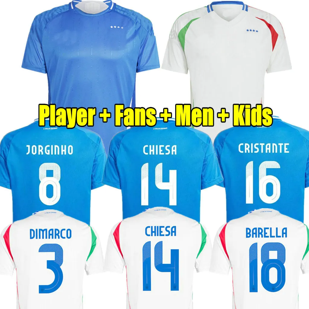 CHIESA 2024 DIMARCO Voetbalshirts voor spelers BONUCCI Italia JORGINHO VERRATTI 24 25 heren kinderen VOETBALSHIRTS BARELLA SPINAZZOLA finales 2025 125e verjaardag