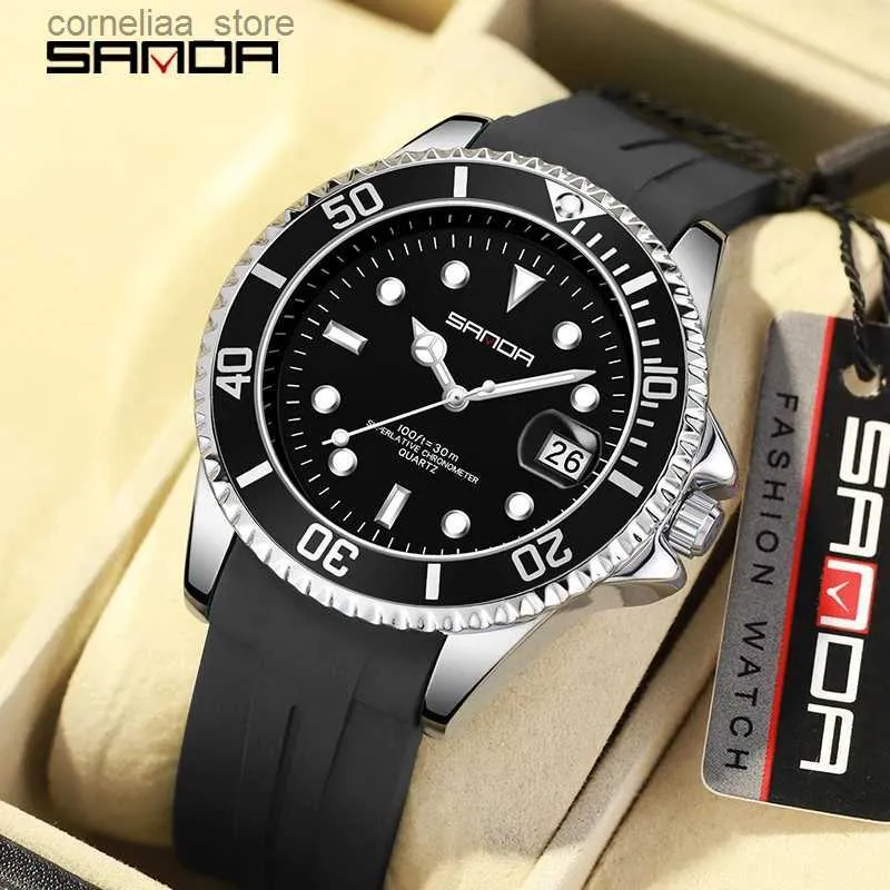 Другие часы Sanda Hot Sell Men Quatrz Sport Mens Es Top Brand Luxury Waterpronation Sile Quartz Clock Men Relogio Masculino 7018 Y240316