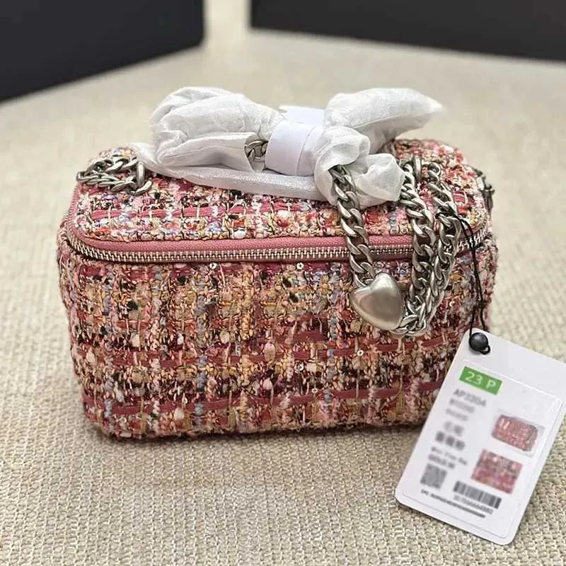 Diseñador Mujeres 22A Tweed Mini Tronco Vanidad con Bolsa de Cadena Francia Multi Marca de Lujo Bolsas de Hombro Acolchadas Lady Estuche de Maquillaje Caja Cosmética Bolso Cruzado Espejo