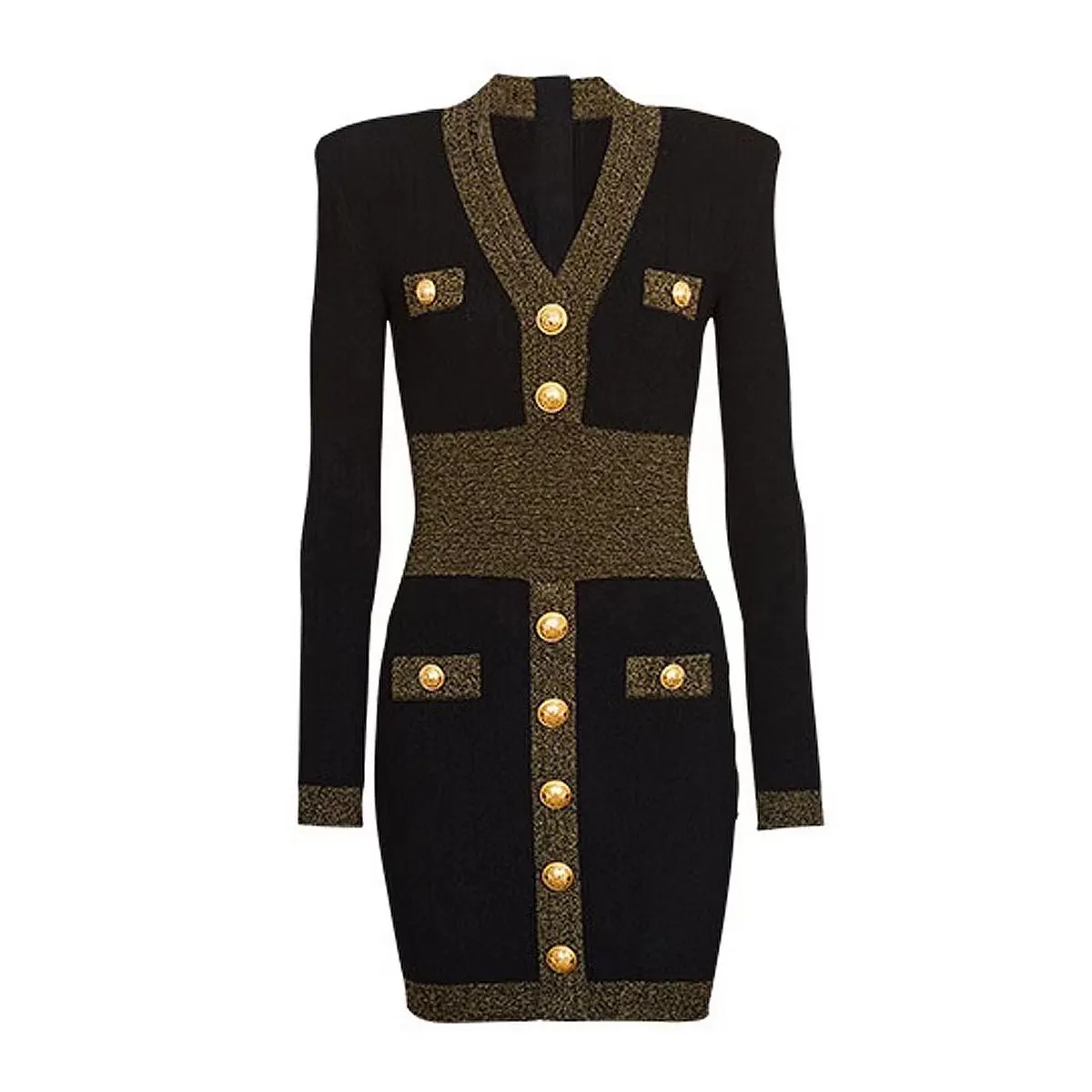 slim fit dress slacks Black/Gold Ombré Lurex Bustier Gown with Train