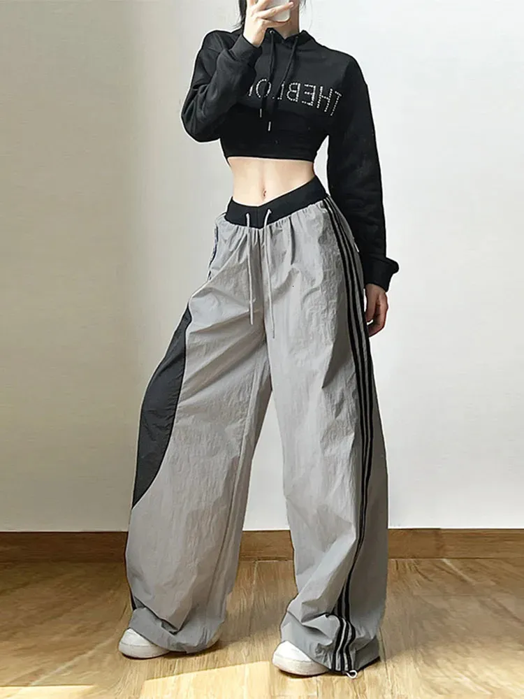 Y2K Women Streetwear Techwear Cargo Koreańskie spodnie spadochronowe Tech Technpants Oversize szerokie joggery nogi Ubrania 240314
