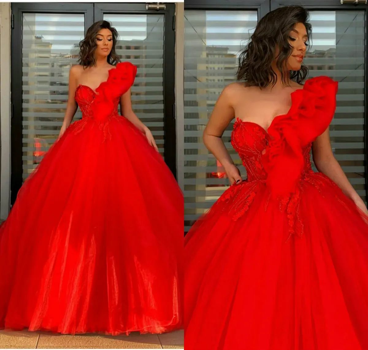 2024 Elegant Evening Dresses One-Shoulder Lace Appliques Beading Prom Gowns Custom Made Sweep Train A Line Special Occasion Dress