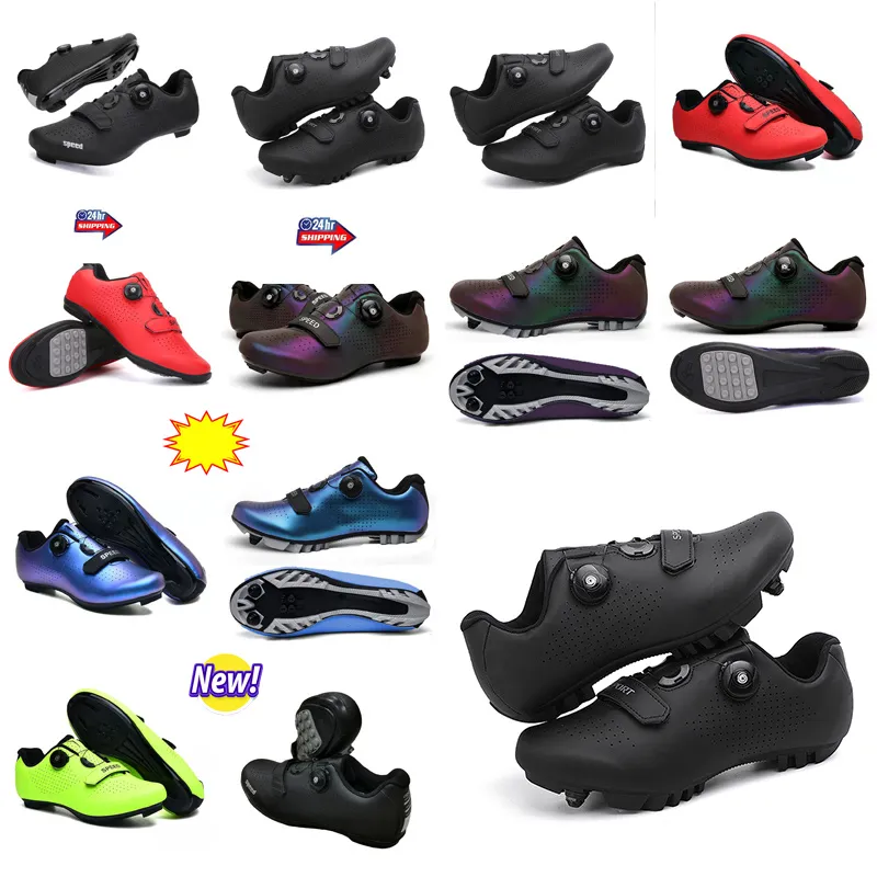 MTBq Scarpe da ciclismo Uomo Sport Dirt Road Bike Scarpe wFlat Speed Cycling Sneakers Flats Mountain Bicycle Calzature SPD Tacchetti Scarpe GAI