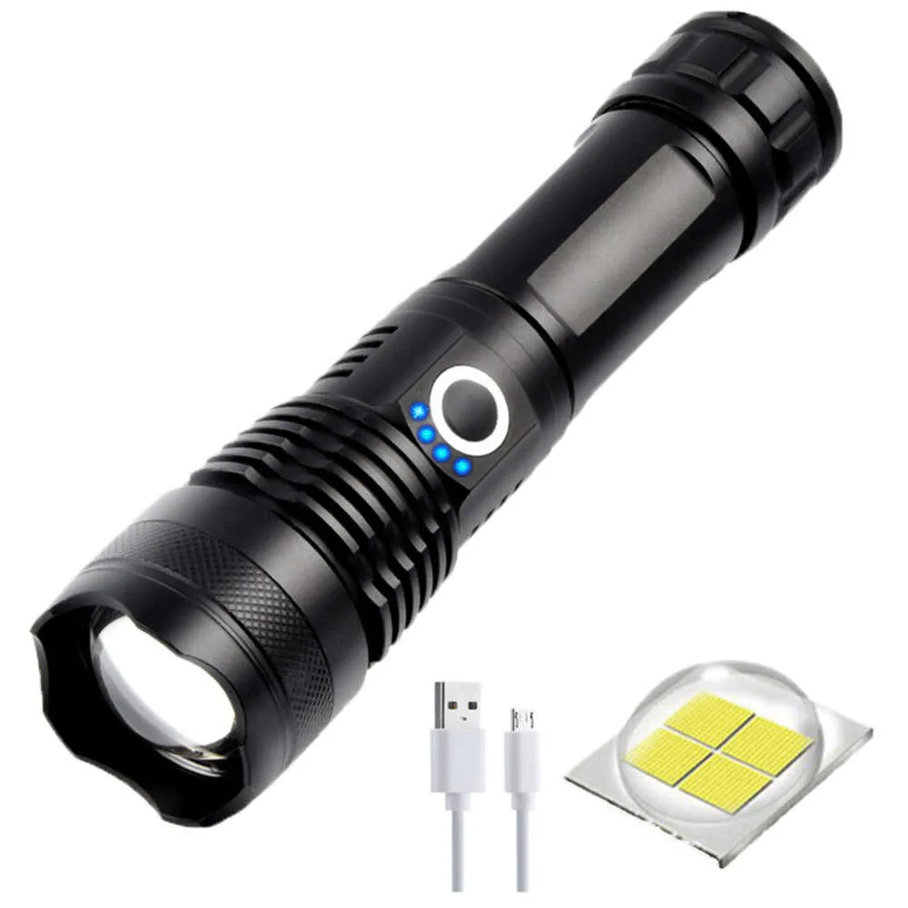 Yeni Güçlü Işık Teleskopik Zoom XHP50 Mini Ev USB Şarj Dış Mekan El Feneri 468866