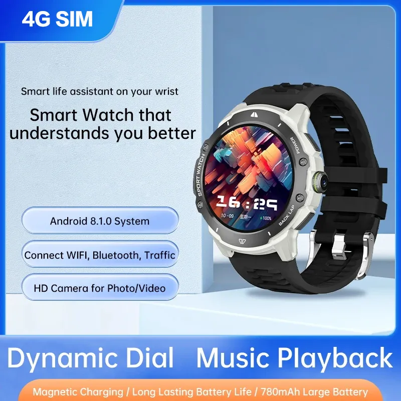 NUOVO Smart Watch 4G SIM Card di rete 1.43''AMOLED 200W Fotocamera con GPS Wifi Google Play quadrante dinamico Android per uomo donna