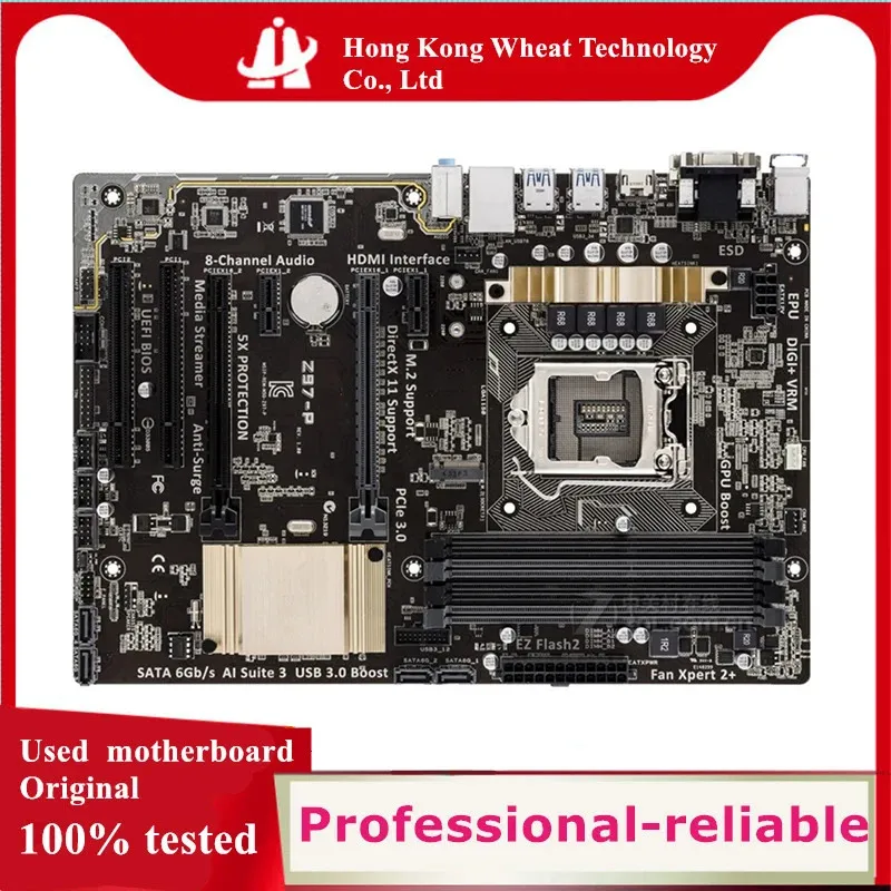 Intel Z97 Z97-P Motherboard Verwendetes Original LGA 1150 LGA1150 DDR3 32GB USB2.0 USB3.0 SATA3 Desktop Mainboard 240307