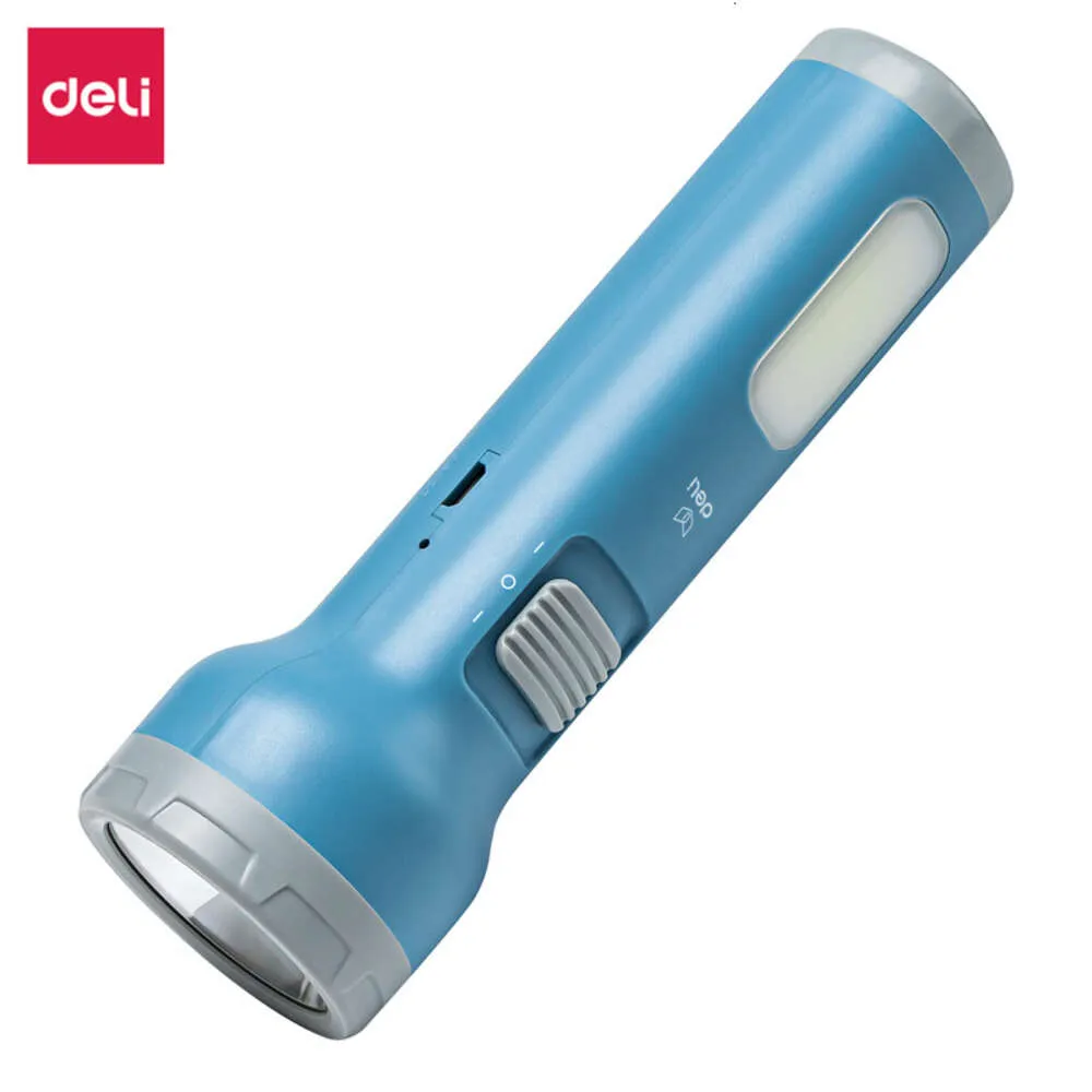 Deli 3662A bleu LED cyclisme charge forte lumière extérieure Mini Portable double éclairage lampe de poche 562323