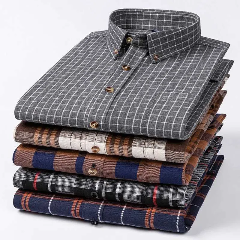 Men's Casual Shirts Spring and Autumn New Mens Shirts Business Casual Plaid Shirts Young and Middle-aged Fashion Trend Loose Daily Mens ClothingC24315