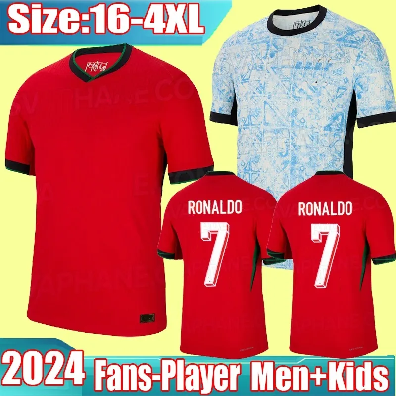 S-4XLファンプレーヤーサッカージャージロナウド2024ホームアウェイ24 25 CR7 MEN SHIIRT KIDS PORTUGAL BRUNO FENNANDES JOAO FELIX RUFA LEAO