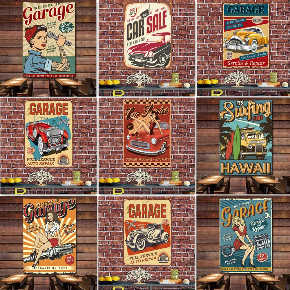 Garage Decor Wall Art: Auto Repair Shop Banner, Gas Station