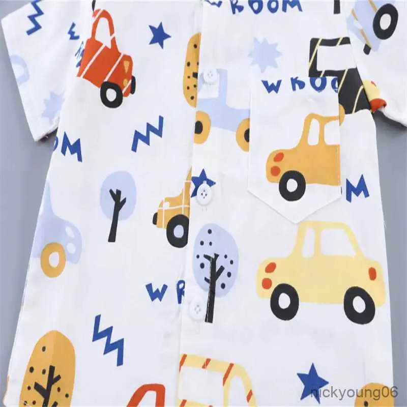 Conjuntos de roupas novas crianças roupas casuais terno verão crianças meninos meninas printe carros camisa shorts 2 pçs/set bebê criança roupas infantis 0-4 anos