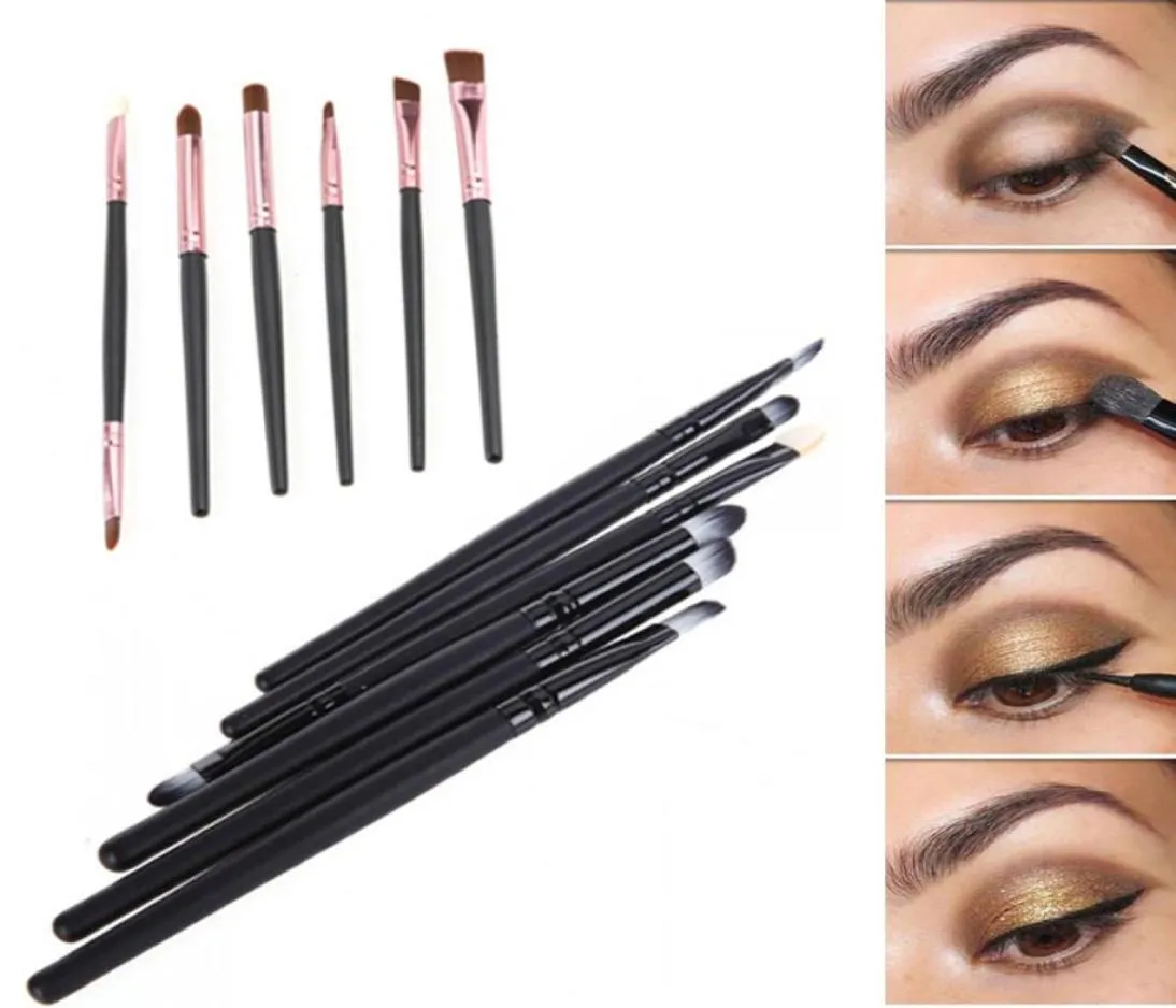 Ensemble de 6 pièces de pinceaux de maquillage professionnels, ombres à paupières, Eyeliner, nez, taches, Kit d'outils pour pinceaux de maquillage pour les yeux6028521