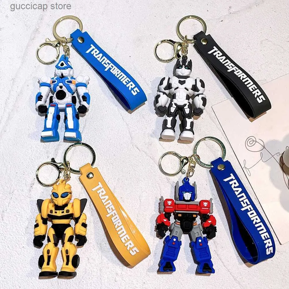 Portachiavi Portachiavi Transformers Portachiavi Action Figures Optimus Prime Bumblebee Pendenti Anime Portachiavi per auto Bambola del fumetto Zaino Ciondolo Giocattoli Regalo Y240316