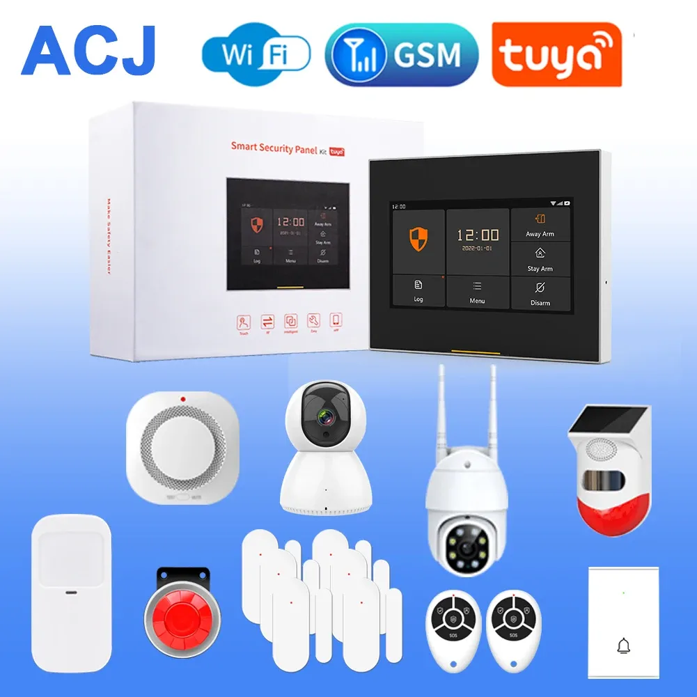 Kamery Wi -Fi GSM Tuya bezprzewodowy system alarmowy włamywacza do inteligentnego kamery domowej czujnik czujnika ruchu Pir Motion Zestaw bezpieczeństwa Kontrola aplikacji