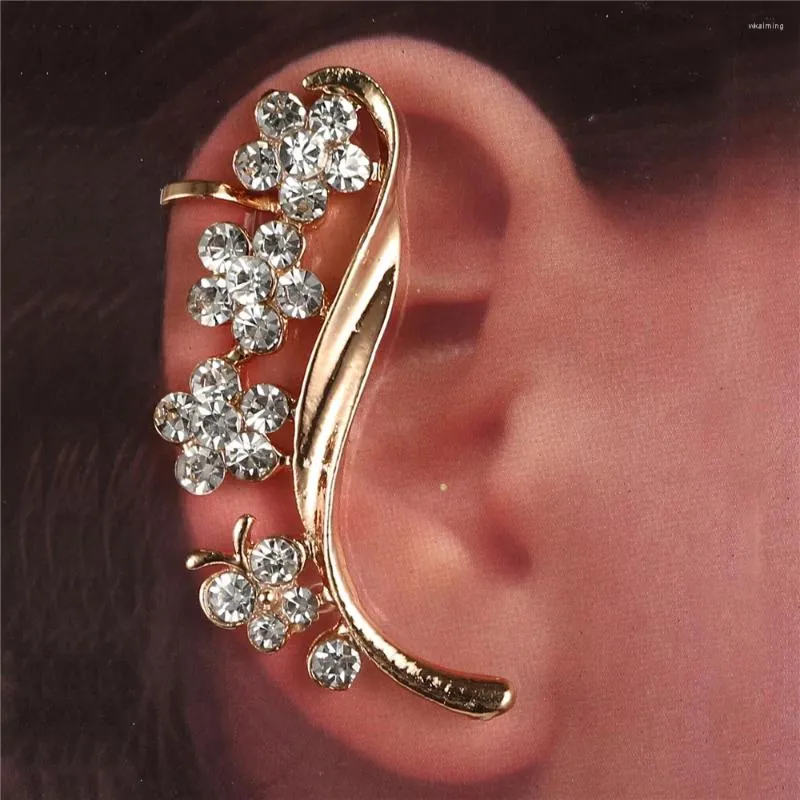 Sırtlar Küpe Piercing Crystal Ear Cuff Kelebek Zirkon Çiçekler Keçi Hediyesi İçin Klipler