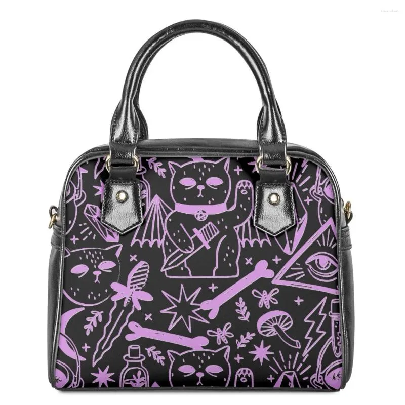 Umhängetaschen Cartoon Niedliches Kätzchen Graffiti Muster Design Lässige Einkaufstasche für Frauen Pendeln Messenger Sac Tragbare Dame Umhängetasche