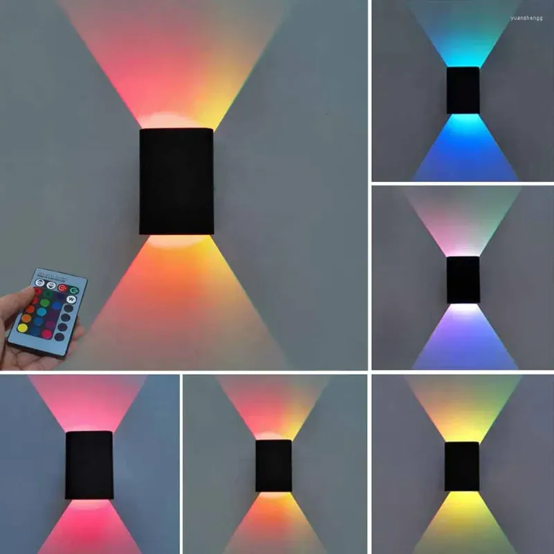 Lámparas de pared Lámpara nórdica cálida/RGB Luz LED cuadrada multicolor regulable con control remoto Ahorro de energía para pasillo Escalera de noche