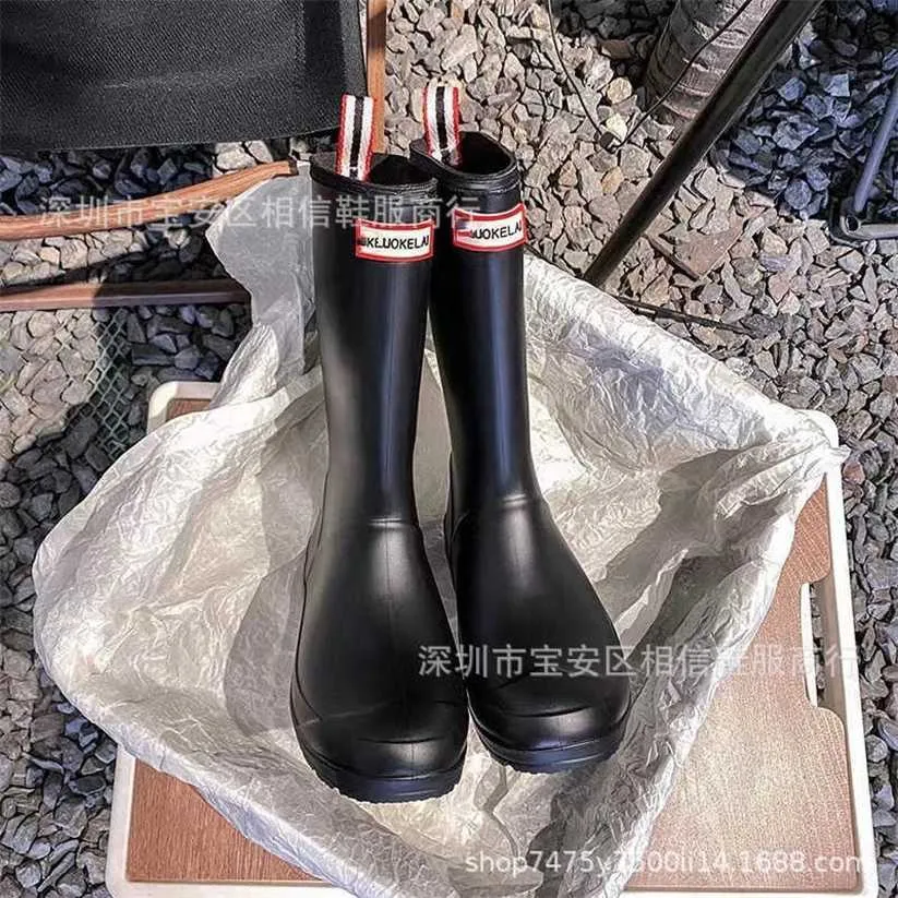 25% OFF Sports shoes 2024 High version H family short long summer new original letter thick soled anti slip rain boots EVA height increase for women