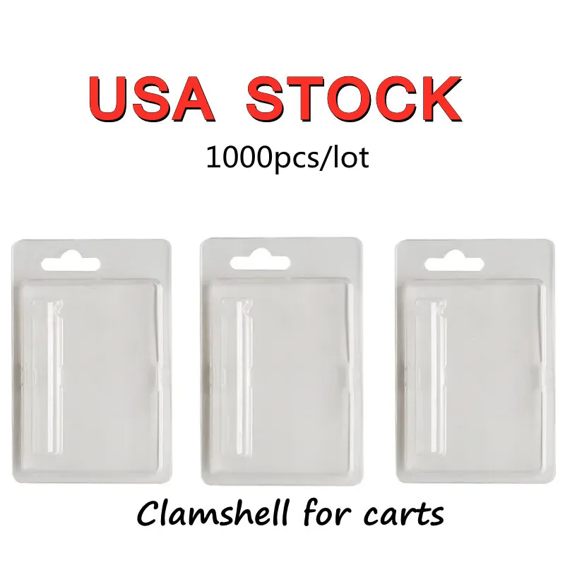 USA STOCK Emballage à clapet pour 510 cartouches de vape 1 ml 0,8 ml Atomiseur Emballage de détail en PVC transparent pour chariots à cartouches d'huile Eemty 1000PCS / lot