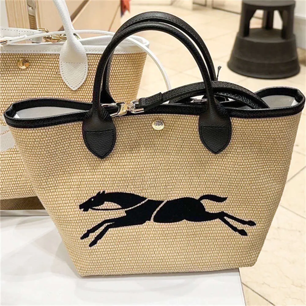 Bolsas de ombro Mulheres Weave Le LongChammp Tote Bag Straw Canvas Pochette Mini Bolsa Designer Sacos De Embreagem De Luxo Mens Ombro Viagem Raffia Beach Bags