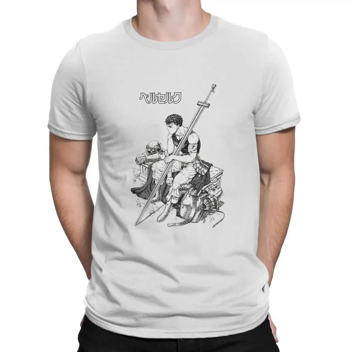 Männer Casual Hemden Guts Black Swordsman Sit T Shirt Punk Männer Tees Sommer Kleidung Polter Oansatz TShirtC24315