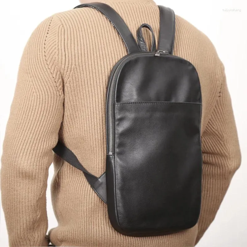 Sac à dos sacs à dos hommes en cuir véritable de luxe à la main décontracté sacs de jour en peau de vache mince unisexe petit sac de voyage