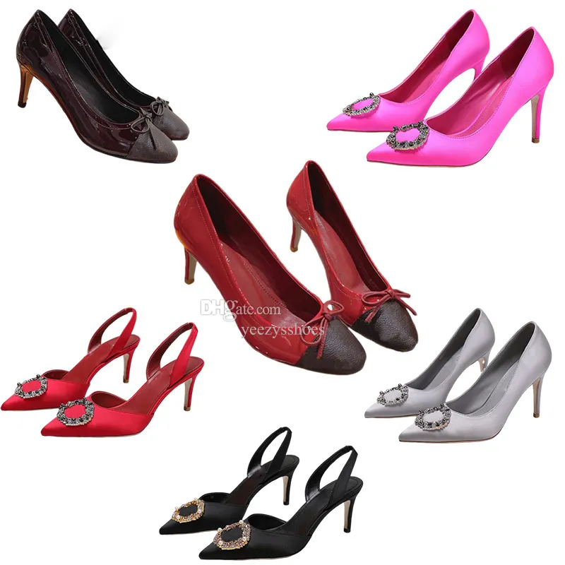 Zapatos de vestir de cuero rojo negro de diseñador para mujer 35-42 CM