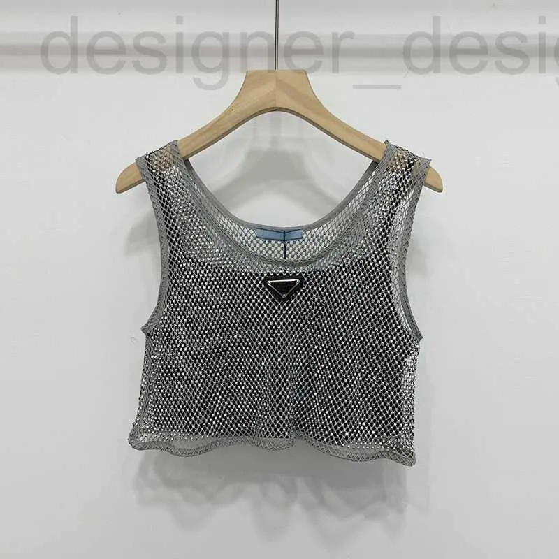 Basic Casual Dresses Designer Brand 22 Spring New Heavy Industry Sparkling Hollow Short Tank Top Instagram Pure Desire Style Sexig ljus Luxury Open Navel 3Tyt