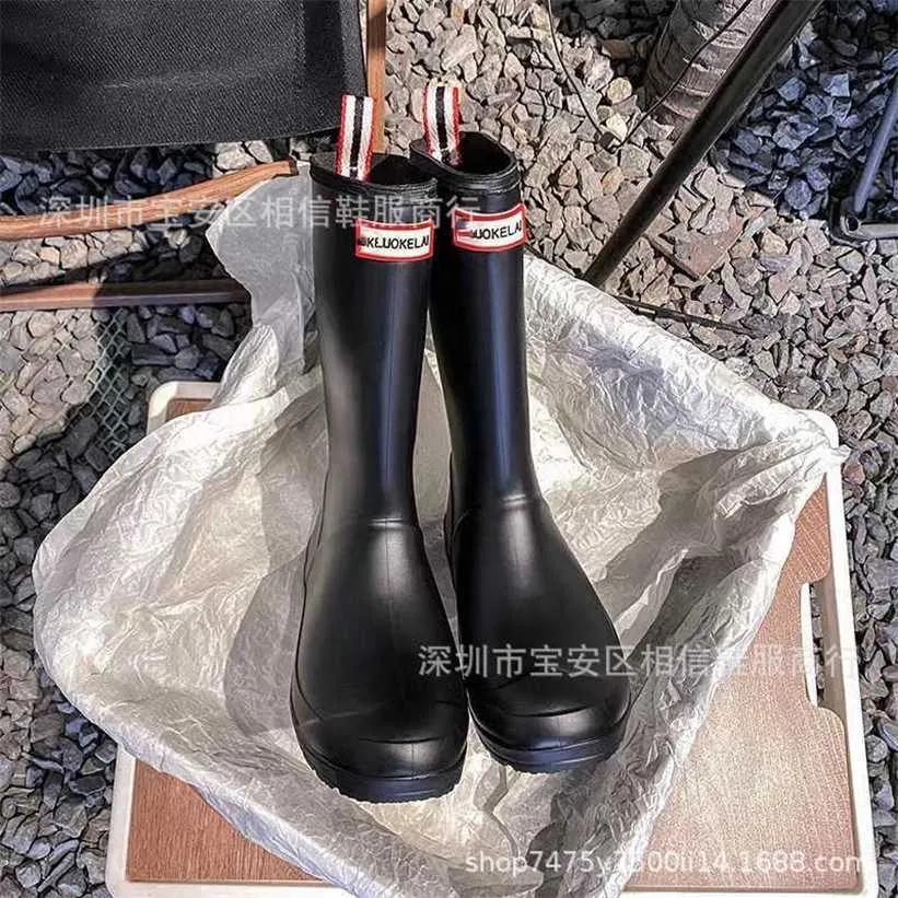 23% OFF Sports shoes 2024 High version H family short long summer new original letter thick soled anti slip rain boots EVA height increase for women