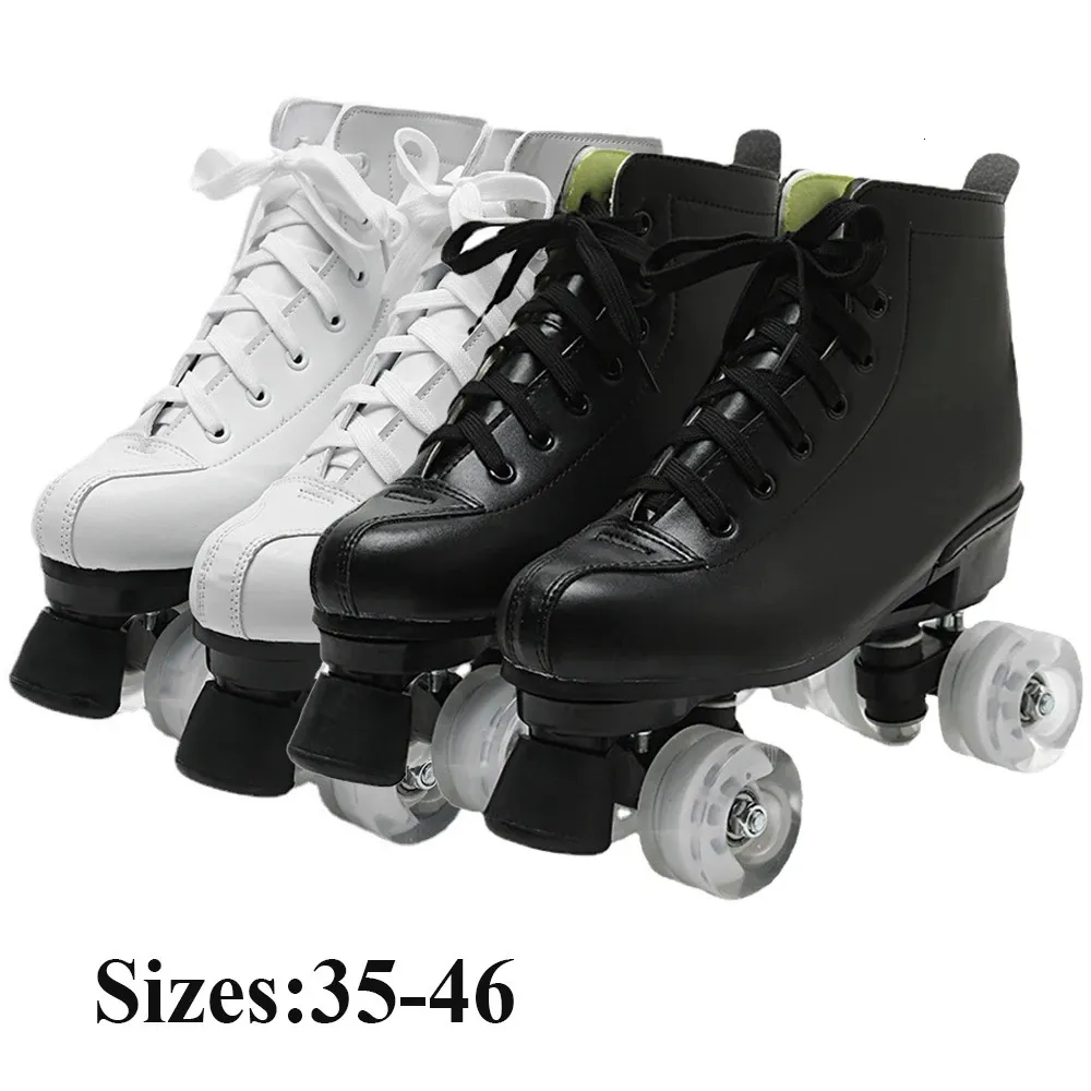 Patins de rolo sapatos microfibra couro pu borracha adulto das mulheres dos homens unisex quad 4 rodas patinação deslizamento esporte treinamento sapatos 240312