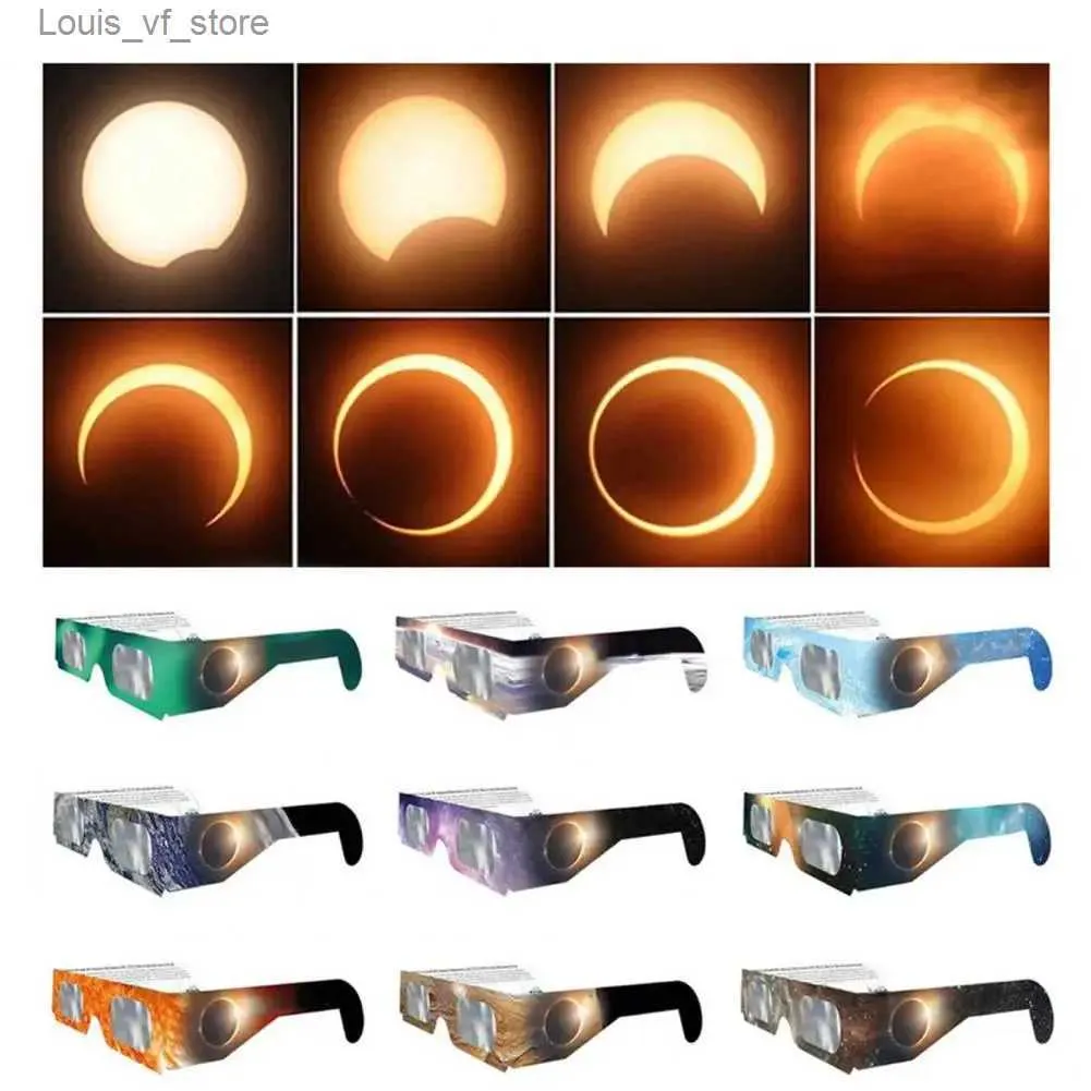 Sunglasses 6/12 Solar Eclipse Gogglesを使用して、安全視聴のためのUV光ブロックを備えています。カラーサンイメージ印刷ペーパーH240316