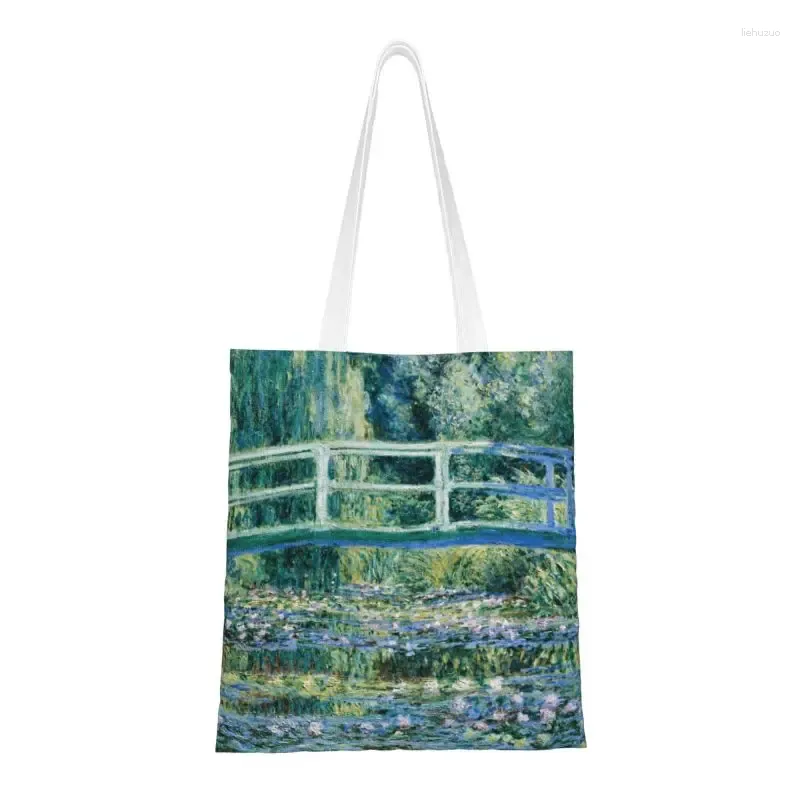 Shopping Bags The Waterlily Pond Green Harmony Tote Claude Monet Water Lilies And Japanese Bridge Canvas Shoulder Shopper