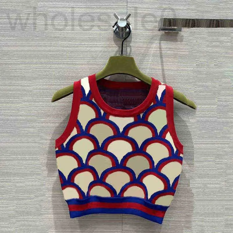 Dames T-shirt Designer Vest 2022 Zomer Nieuwe Merk Brief Gedrukt Rood En Blauw Sport Gebreide Top Ma Jianv GDMM