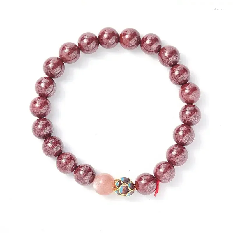 Strand Natural High-Content Cinnabar Bracelet Buddhist Buddha Copper Plated Real Gold Prayer Colorful Lucky Beads