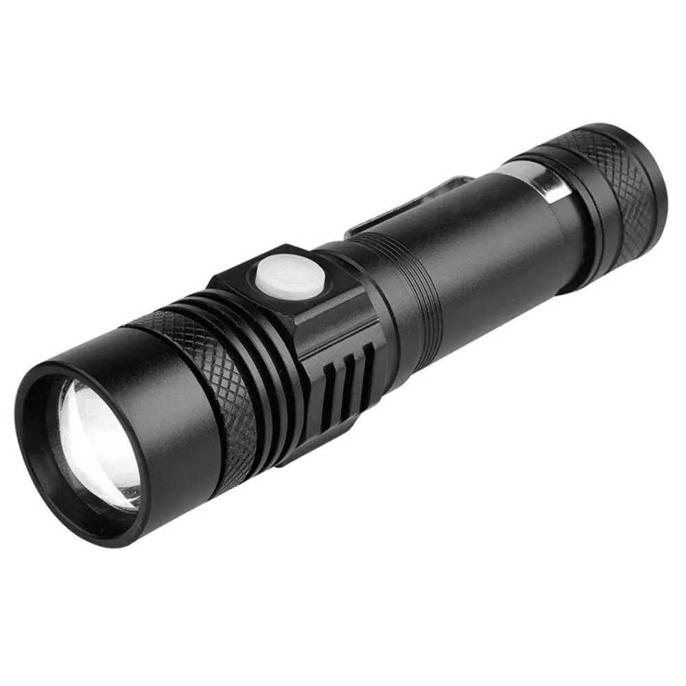 Strong Light Long Range T6 LED Pen Clip Small Flashlight USB Charging Mini Outdoor Cycling Lighting Lamp 111948