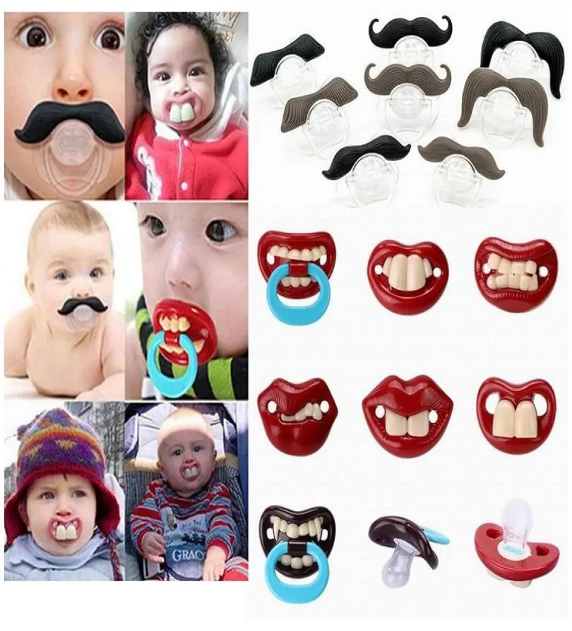 100pcs Cute Funny Dummies Pacifier Baby Novelty Maternity Toddler Child Teething Nipples funny Moustache tooth Pacifiers2346274