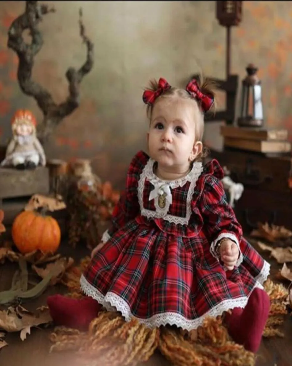 Robe de noël rouge pour filles de 16 ans, tenue de soirée Tutu en dentelle à volants, Costumes de noël à carreaux, vêtements pour enfants 7369349