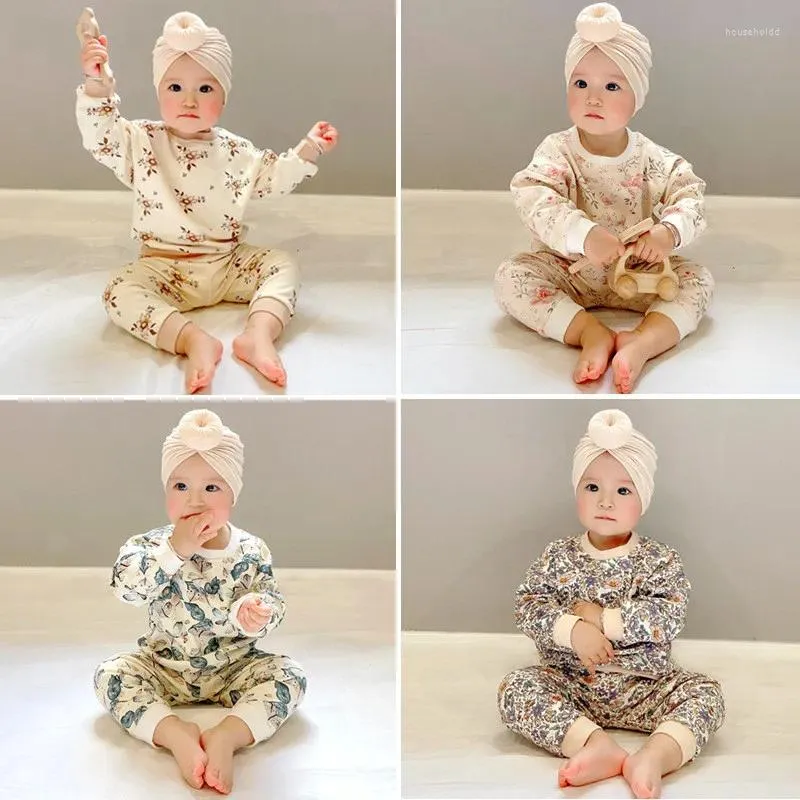 Clothing Sets Infant Spring Baby Cotton Full Print Long-sleeved Trousers Boys Girls Round Neck Born Suit