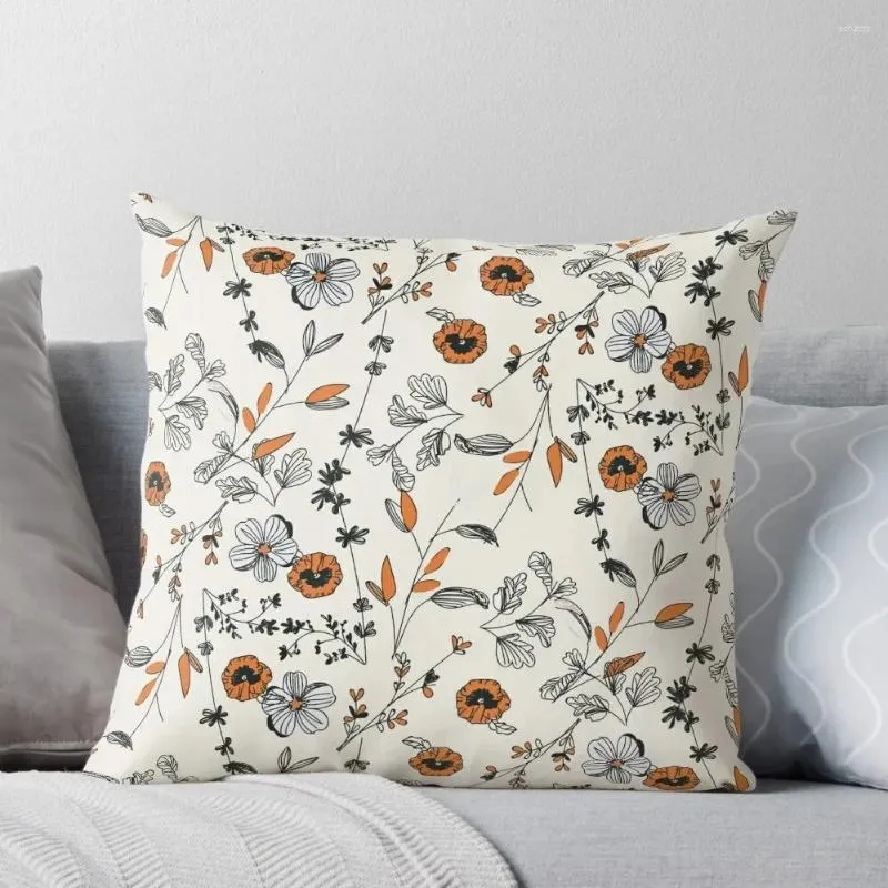 Pillow Orange Flower Pattern Throw Christmas Covers For S Cases Custom