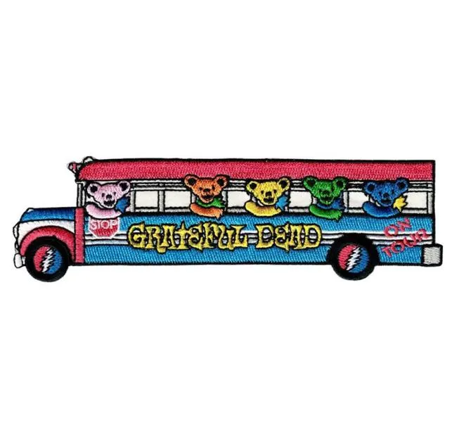 Cartoon Greatful Bus Iron On Patch Embroidered Clothes Patches For Clothing DIY Kids Stickers Garment Appliques whole6401000