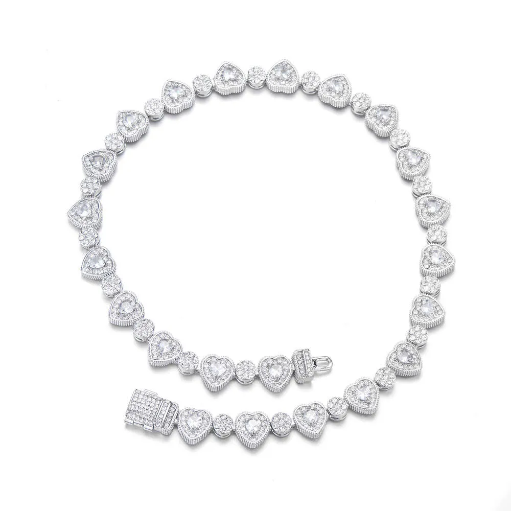 Nouveau hip-hop 12mm glacé zirconium épissage personnalisé collier cubain avec coeur